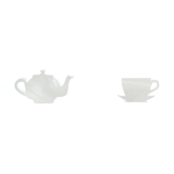 Last Chance! Tea and Cup Earrings in Pearl White For Cheap