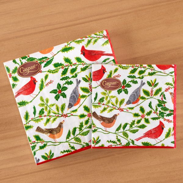 Caspari Paper Napkins, Songbirds and Holly Online Sale