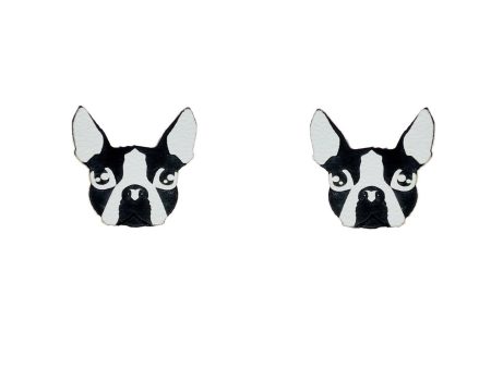 Last Chance! Boston Terrier Earrings in Black White For Cheap