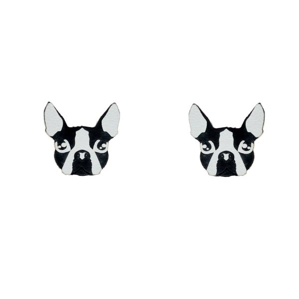 Last Chance! Boston Terrier Earrings in Black White For Cheap