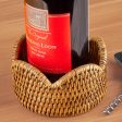 Caspari Scalloped-Edge Rattan Wine Bottle Coaster & Coaster Holder Online now