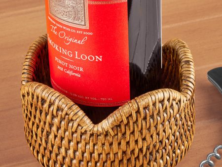 Caspari Scalloped-Edge Rattan Wine Bottle Coaster & Coaster Holder Online now