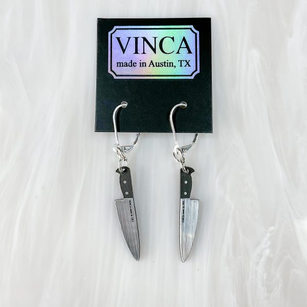 Tiny 1” Chef s Knife Dangle Earrings Cheap