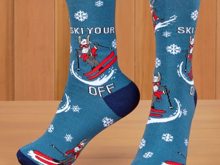 Women s and Men s Funny Crew Socks, Ski Off Fashion