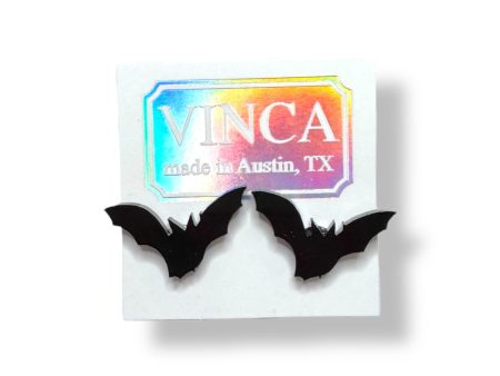 Bat Earrings in Solid Black Online Sale