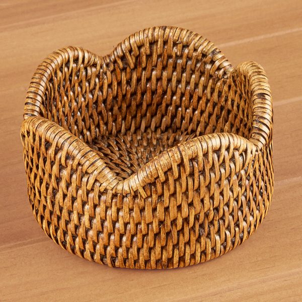 Caspari Scalloped-Edge Rattan Wine Bottle Coaster & Coaster Holder Online now