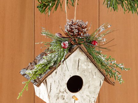 Birch Birdhouse Ornament For Cheap