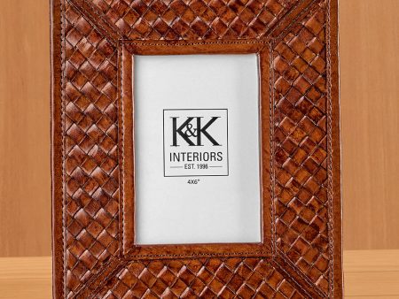 Woven Leather Photo Frame Online now