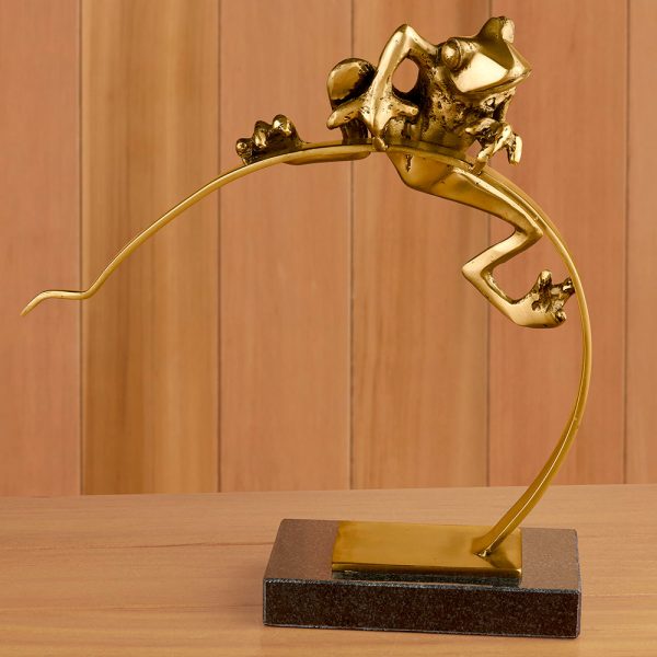 Brass Frog on Reed Sculpture Online now