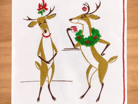 Caspari Paper Napkins, Christmas Cocktails with Rudolph Supply