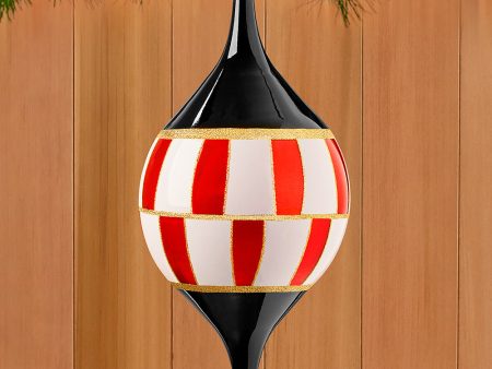 Black, White and Red Harlequin Glass Ornament Online now