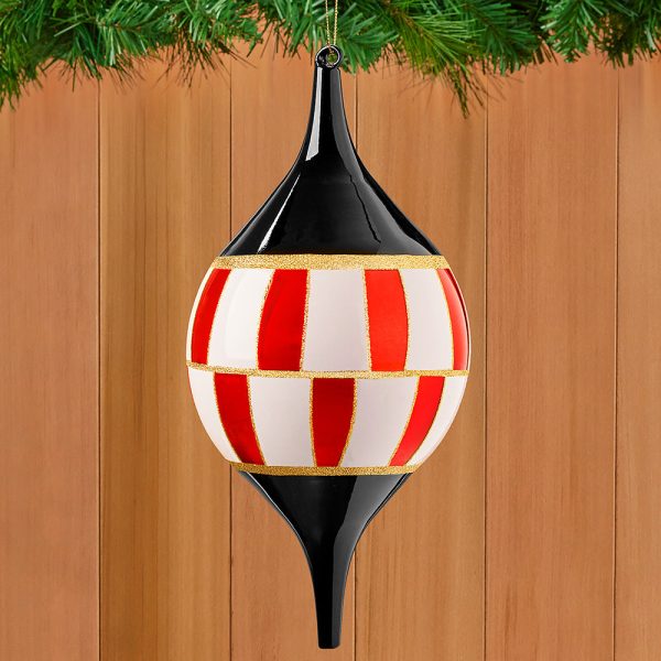 Black, White and Red Harlequin Glass Ornament Online now