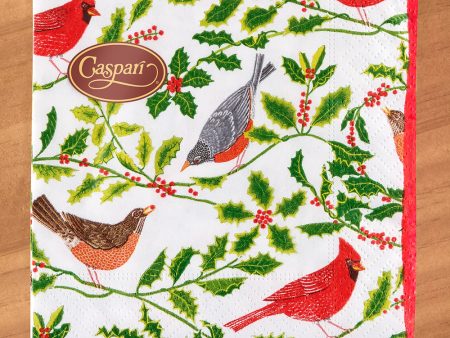 Caspari Paper Napkins, Songbirds and Holly Online Sale