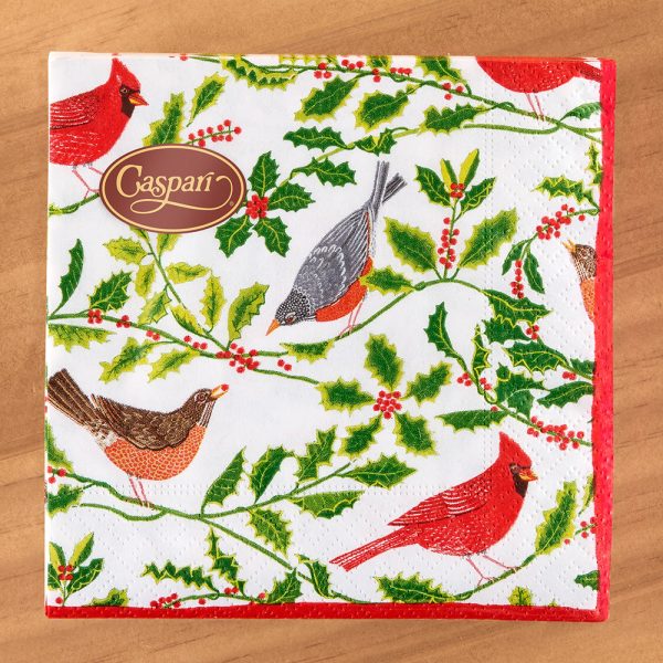 Caspari Paper Napkins, Songbirds and Holly Online Sale