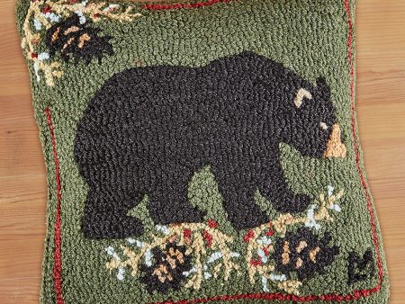 Chandler 4 Corners 18  Hooked Pillow, Black Bear Hot on Sale