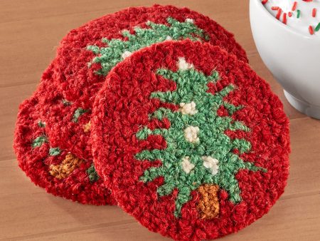 Chandler 4 Corners Hooked Wool Coaster Set, Christmas Tree Online