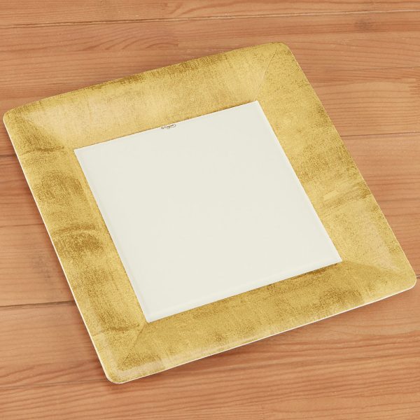 Caspari Square Paper Plates - Gold Leaf Hot on Sale