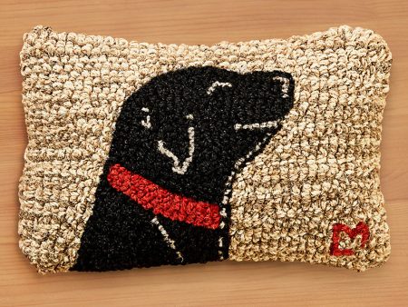 Chandler 4 Corners 8  x 12  Hooked Pillow, Begging Black Lab Online Hot Sale