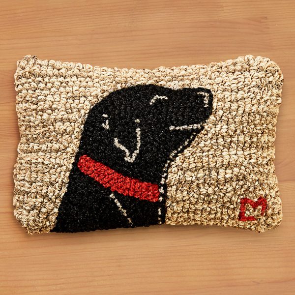 Chandler 4 Corners 8  x 12  Hooked Pillow, Begging Black Lab Online Hot Sale