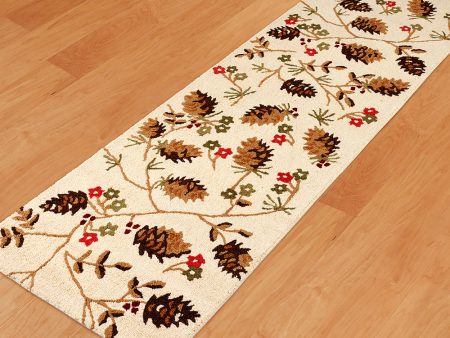 Chandler 4 Corners 30  x 8  Hooked Runner, Pinecones & Flowers Hot on Sale