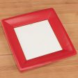 Caspari Square Paper Plates, Grosgrain, Red Fashion