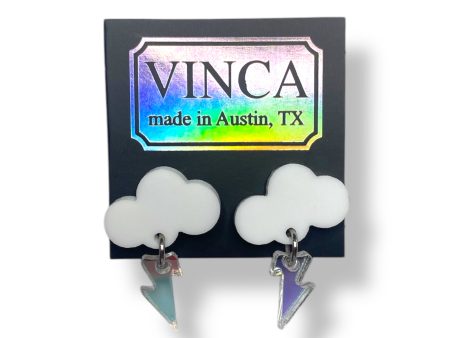 Baby Rain Cloud Earrings - White Iridescent For Sale