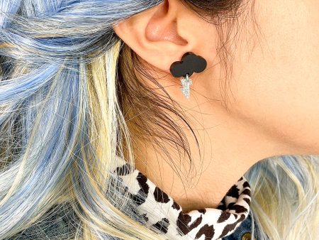 Baby Rain Cloud Earrings - matte black For Sale