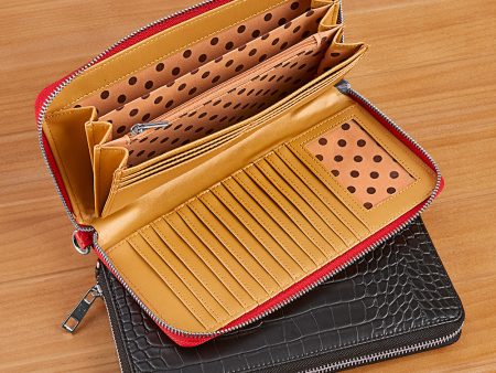 22 Tote Vegan Leather Wallet Clutch, Alligator Online now