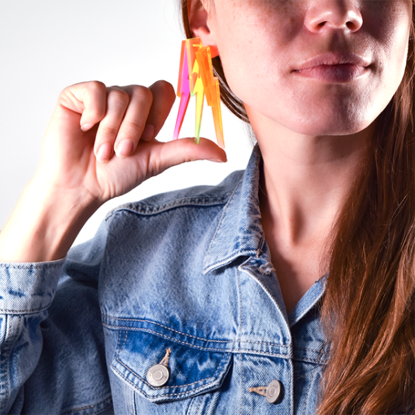 Lightning Bolt Earrings in Clear Green Sale