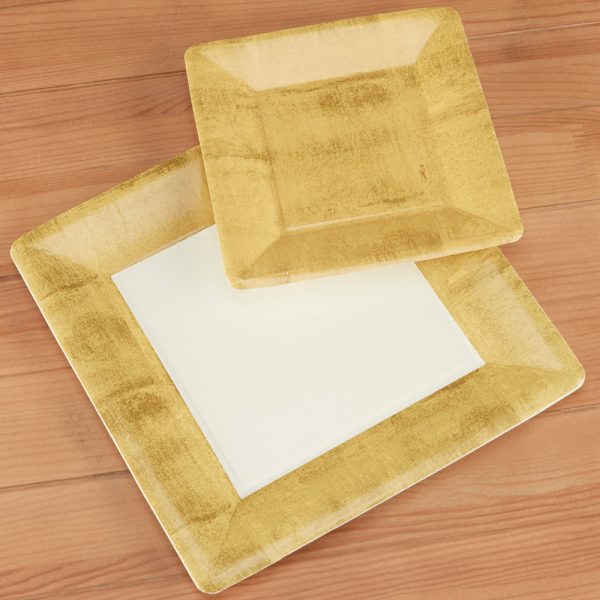 Caspari Square Paper Plates - Gold Leaf Hot on Sale