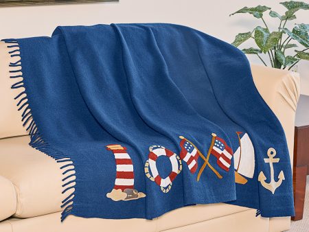 Chandler 4 Corners 52  x 70  Wool Throw, Nautical Online Sale