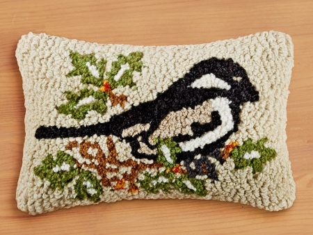 Chandler 4 Corners 12  x 8  Hooked Pillow, Chickadee in Vines Fashion