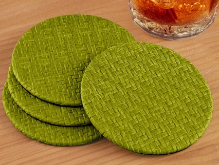 Bodrum Wicker Vinyl Coasters, Set of 4 For Sale