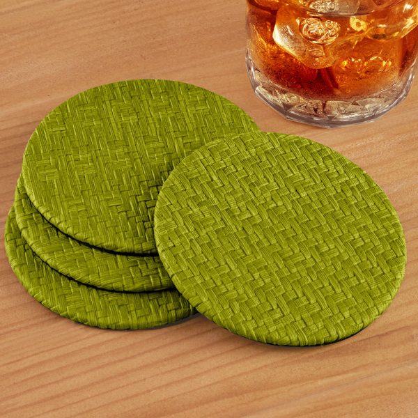 Bodrum Wicker Vinyl Coasters, Set of 4 For Sale