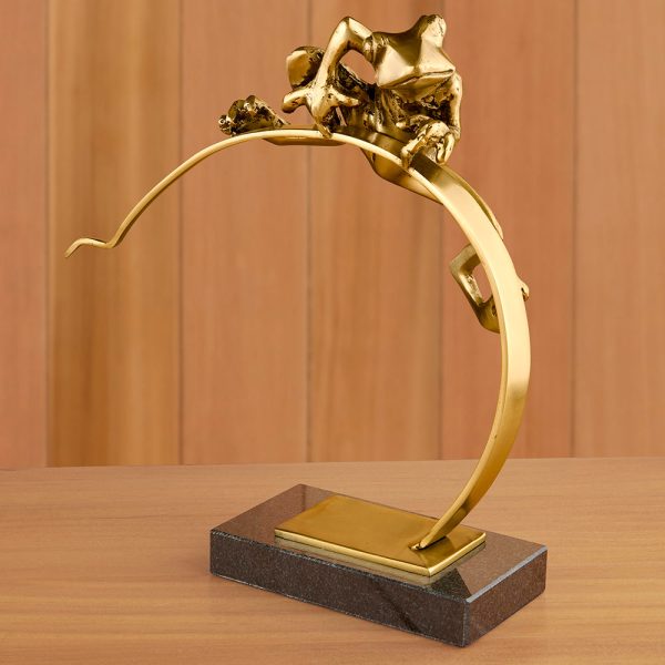 Brass Frog on Reed Sculpture Online now