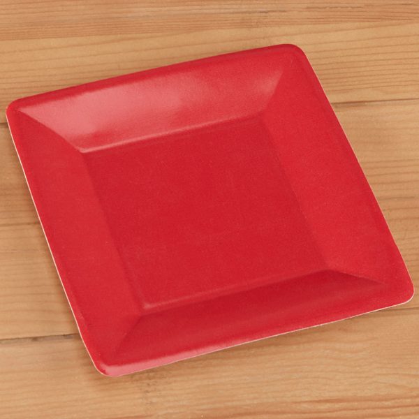 Caspari Square Paper Plates, Grosgrain, Red Fashion