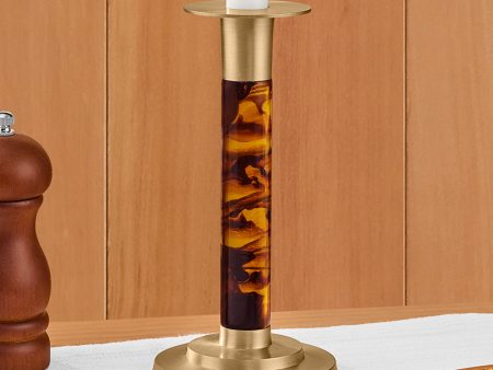 Caspari Resin & Brass Taper Candleholder, Tortoiseshell Sale