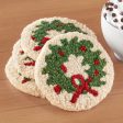 Chandler 4 Corners Hooked Wool Coaster Set, Wreath Sale