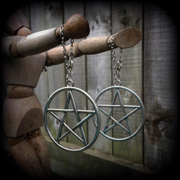 Pentagram earrings-Tunnel dangles Discount