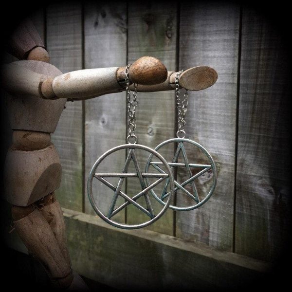 Pentagram earrings-Tunnel dangles Discount