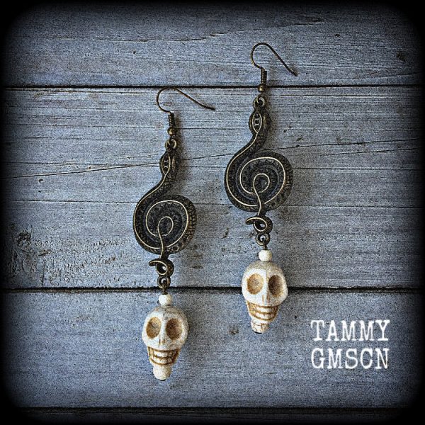 Serpent and skull earrings-Damballah jewelry For Discount