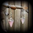 Rose quartz earrings-Tunnel dangles Discount