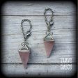 Rose quartz earrings-Tunnel dangles Discount