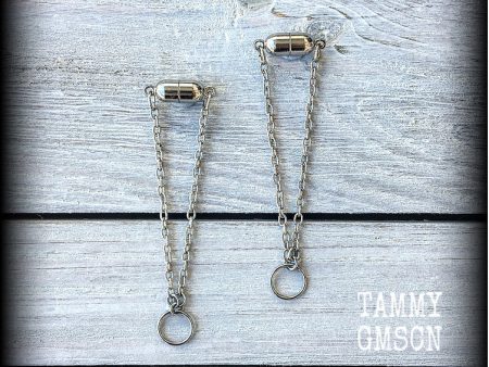 DIY Magnetic clasp and chain for tunnel dangles-8mm 0 gauge For Cheap