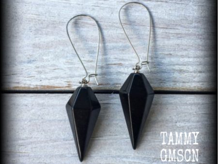 Black obsidian earrings-Gemstone earrings Sale