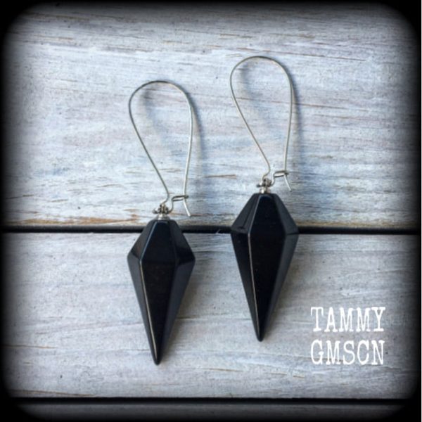 Black obsidian earrings-Gemstone earrings Sale