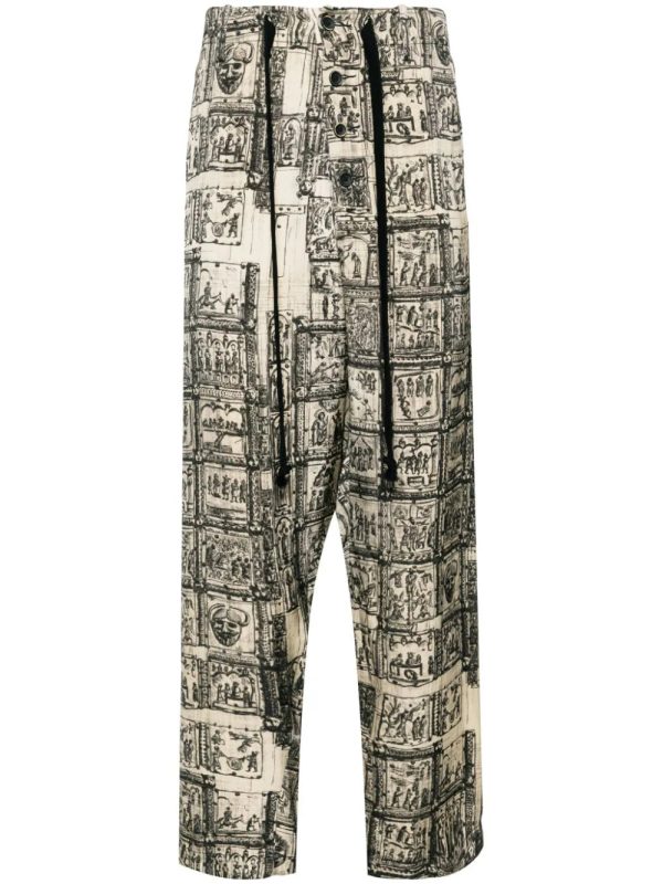 Graphic-Print Straight-Leg Trousers Sale