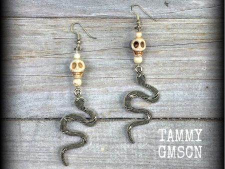 Snake and skull earrings-Damballah jewellery Online Sale